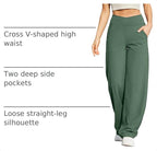 G4Free EverGoing Wide Leg Yoga Pants for Women Crossover Waist with Pockets - Image 4