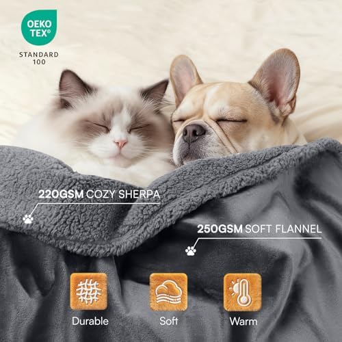 Waterproof Pet Blanket, Liquid Pee Proof Dog Blanket for Sofa Bed Couch, Reversible Sherpa Fleece Furniture Protector Cover for Small Medium Large Dogs Cats, Dark Gray Small（40" x 28"） (Pack of 2) - Image 3