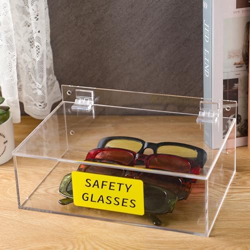Weysat Acrylic Safety Glasses Holder Safety Glasses Dispenser with Lid Stand or Wall Organizer for Disposable Goggle Storage - Image 4