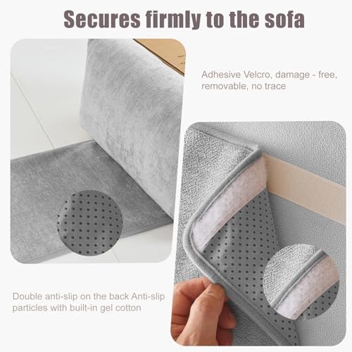 Chenille Neck Pillow for Sofa - Adjustable Headrest, Non-Slip Neck Support Cushion for Pain Relief, Comfortable Chair Pillow, Gray - Image 4