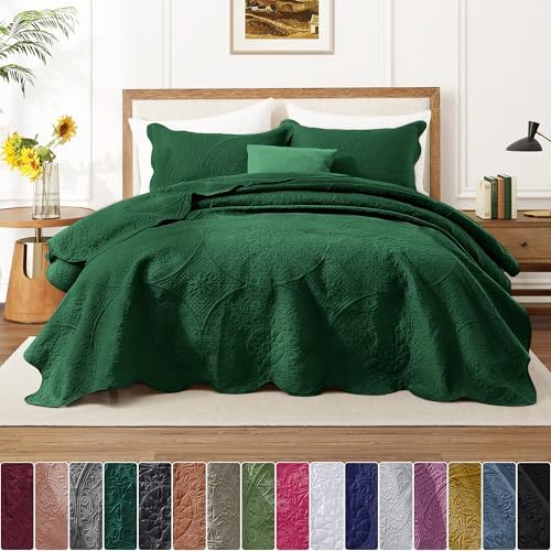 King Quilt Set Bedspread Coverlet Bedding Floral Emerald 106"x96" - Image 5