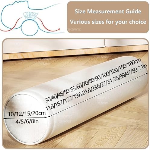Cervical Neck Roll Pillow for Side Sleeping - Cylinder Bolster Pillows for Bed, Sofa and Yoga, Car, Travel, for Spine, Legs, Back, Neck Support, Removable Washable Cover(@7,15x60cm/6x23.6in) - Image 4