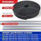 Jin&Bao Garage Door Bottom Seal with Pre-drilled Aluminum Track Retainer Base Kit, Heavy Duty U+O Ring Combination Weather Stripping Seals (10FT) - Image 7