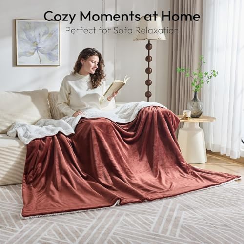 NANPIPER Warm Sherpa Blanket for Couch, Soft Fleece for Winter, Fuzzy Plush Throw Gift for Women, Chocolate Brown 50x60 Inches - Image 2