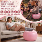 Novabright Inflatable Round Ottoman with Foot Pump Pouf, Pink - Image 4