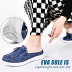 Buyrew Mules for Women with Arch Support - Lightweight Washed Cotton Sneaker Mules - Breathable Walking Flats, Comfortable Slip On Shoes for Business Casual, Office, Travel - Image 5