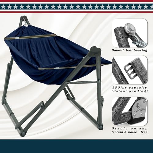 Tranquillo Uniki Hammock, Sturdy Steel Stand,Outdoor & Indoor Hammock, Navy - Image 4