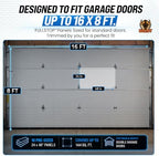 BEEST FULLSTOP Platinum Garage Door Insulation Kit - 16x8 & 16x7 ft Double Garage Door Insulation Panels w/ Threshold Seal, 16 Pre-Cut 24x48”, Window Films, Entry Draft Stoppers and Top & Side Seals - Image 4
