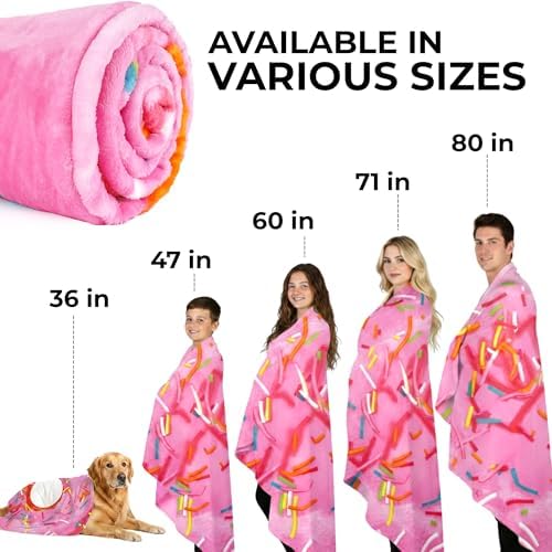Zulay Kitchen Donut Blanket – 60 Inch Round Pink Glazed Throw – Soft 285 GSM Flannel Blanket for Adults & Kids – Cozy, Funny, Novelty Gift for Home, Travel & More - Image 3