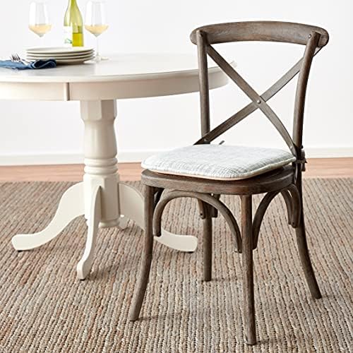 Sweet Home Collection Chair Cushion Memory Foam Pads with Ties Honeycomb Pattern Slip Non Skid Rubber Back Rounded Square 16" x 16" Seat Cover, 4 Pack, Aria Silver/Cream - Image 2