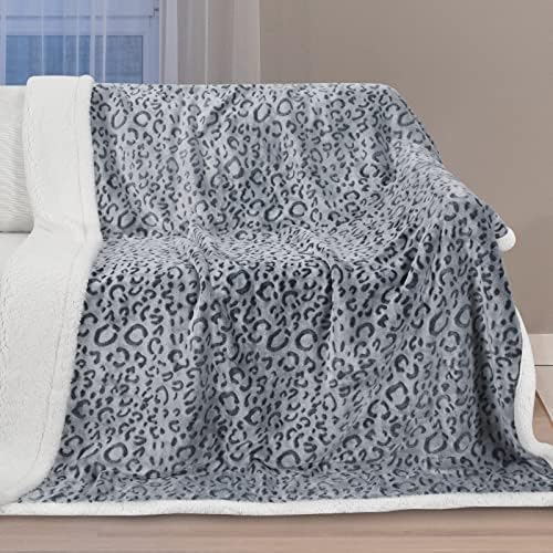 MACEVIA Sherpa Fleece Throw Blanket for Couch Fuzzy 3D Cheetah Blanket Thick Warm Reversible Cozy Comfy Super Soft Leopard Blanket for Bed Sofa 490GSM - Navy Leopard,50x60In - Image 2
