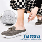 Buyrew Mules for Women with Arch Support - Lightweight Washed Cotton Sneaker Mules - Breathable Walking Flats, Comfortable Slip On Shoes for Business Casual, Office, Travel - Image 5