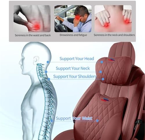 Anti-Stain Nappa Leather Car Neck Pillow with Lumbar Support for BMW - Image 4