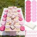 Beeveer 71x150'' Extra Large Outdoor Picnic Blanket with Pink Table Runner 12 Napkins and 12 Pink Floor Pillow Cushions for Picnic Party Camping Wedding Bachelorette Birthday Baby Shower Decor by Beeveer