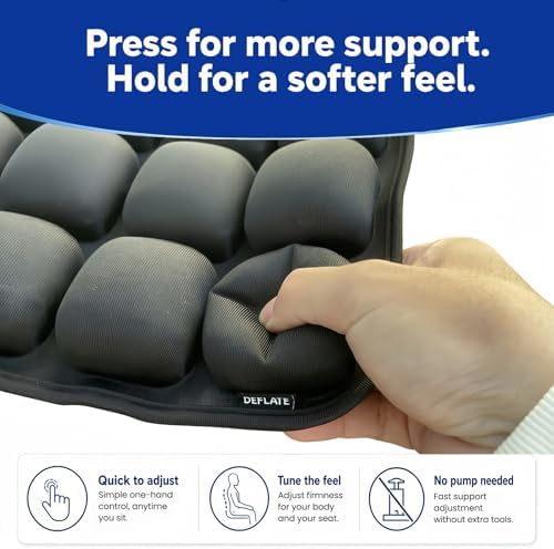 Airplane Seat Cushion, Inflatable Travel Cushion for Long Flights, Portable Travel Seat Cushion with Built-in Press Pump - Image 3