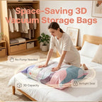 No Pump Vacuum Storage Bags, 2026 Upgrade 3D Cube Space Saving Large-Capacity Vacuum Bags, No Pump Needed Press and Seal Compression Bag for Comforters, Blankets, Clothes, Travel (4PCS,31.5 * 39.4) - Image 4