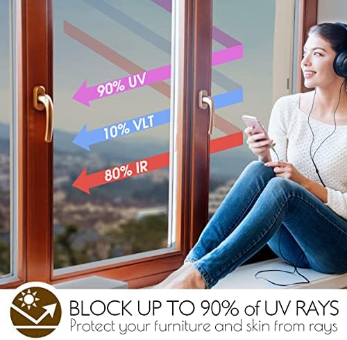 HIDBEA One Way Privacy Window Film,Heat Blocking, Brown,35.4in x 8.2ft - Image 3
