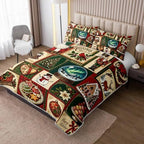 HOSIMA Vintage Patchwork Christmas Quilt Set Twin Size with 2 Pillowcases. - Image 2