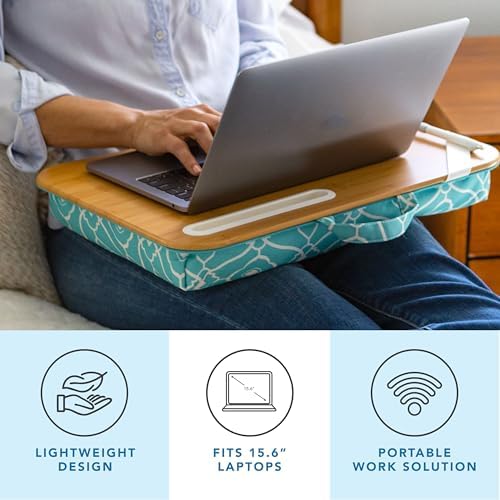 LAPGEAR Designer Lap Desk – Aqua Trellis, 2-Pack with Storage Basket - Image 3