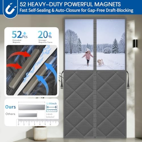 Magnetic Thermal Insulated Door Curtain Fits 36x82inch Front Door - Image 4
