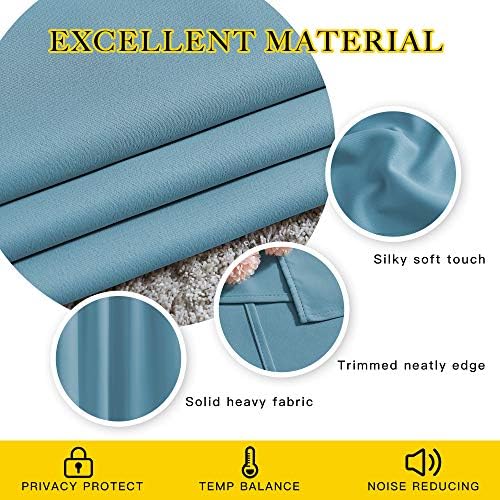 NICETOWN Blackout Living Room Curtains Teal Blue - Home Fashion Ring Top Thermal Insulated Room Darkening Curtains for Bedroom/Living Room (2 Panels, W52 x L90, Teal Blue) - Image 4