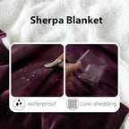NANPIPER Sherpa Blanket for Couch, Warm and Lightweight Throw, Soft Fuzzy Plush Fleece for Winter, Plum Purple 50x60 Inches - Image 4