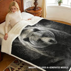 Grizzly Bear Sherpa Blanket Strong Animal Print Throw Blanket for Men Cozy Soft Warm 60x80 Inches Wildlife Design Comfort Gift for Bedroom Couch Office Decor Birthday Housewarming Anniversary - Image 3