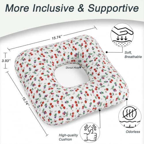 Anti-Slip Wheelchair Cushions, Bed Sore Cushions for Butt, Ergonomic Innovations Orthopedic Donut Pillow, Medical Seat Cushion for Sciatica, Back, Coccyx, Pressure Sore (Cherry Berry) - Image 2