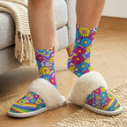 Fuzzy Slippers for Women Washable Cotton Slippers with Crew Socks - Image 4