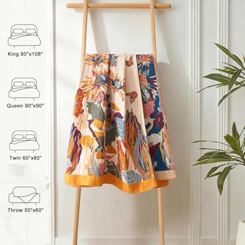 LUTBM Boho Throw Blanket for Bed 60"x80", 100% Cotton Couch Fall Blankets - Image 5