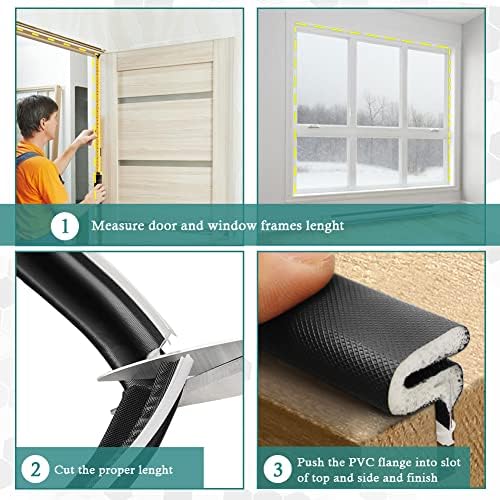 LSGCQ Kerf Weather Stripping for Door Seal Strip, 60 Ft, Black - Image 7