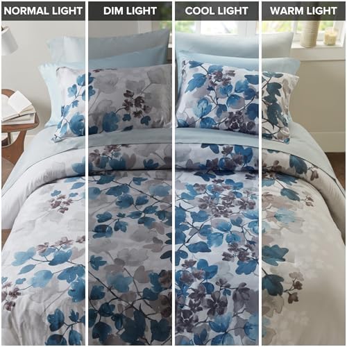 Madison Park Essentials King Comforter Set, Floral Bed in a Bag Blue 9PC - Image 7