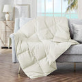 puredown® Soft Feather Down Throw Blanket Lightweight Packable Couch Throw for Indoor and Outdoor Use, Throw 50"X70", Ivory by Puredown