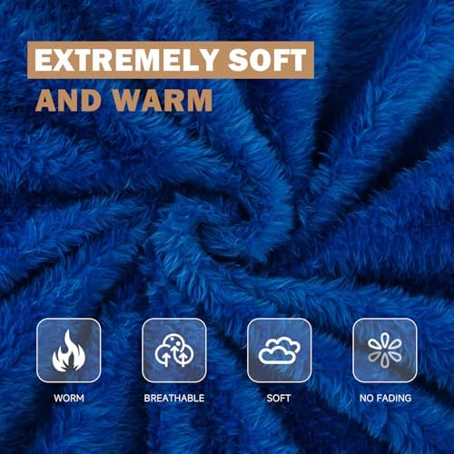 DOWNCOOL Large Body Pillow Insert with Faux Fur Cover - Fluffy Long Bed Pillow for Sleeping - Breathable Full Body Pillow for Adults - 20x54 inch (Blue, with Cover) - Image 5