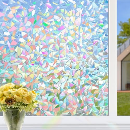 HIDBEA Window Privacy Film Static Clings,Rainbow Window Film,29.5in x 6.5ft by HIDBEAWindowFilm