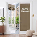RYB HOME 2 Panels 100% Blackout French Door Curtains Set of 2 - W26 x L72, Mocha - No Drill Door Window Curtains Thermal Insulated Privacy Assured Shades for Front Entrance by RYBHOME