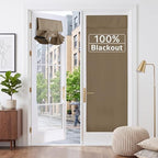 RYB HOME 2 Panels 100% Blackout French Door Curtains Set of 2 - W30 x L69, Mocha - No Drill Door Window Curtains Thermal Insulated Privacy Assured Shades for Front Entrance by RYBHOME