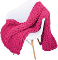 Chunky Knit Throw Blanket Chenille Yarn Soft Cozy Bulky Knitted Blanket for Sofa Bed Chair Large Hand Made Boho Home Decor Fuchsia 40x48 by Unknown