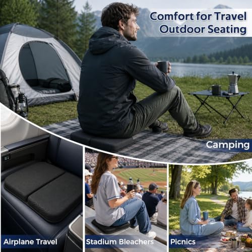 WISIMMALL Foldable Travel Seat Cushion, Comfort Foam & Gel, 16.7"x12.4" Large, Super Thick & Lightweight, Portable for Airplane/Car/Office/Wheelchair, Tailbone & Pressure Sore Relief - Image 4