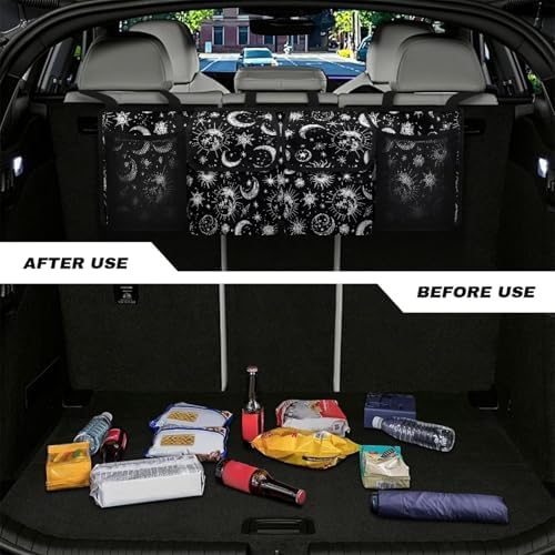 Dreaweet Sun and Moon Car Accessories Cute Trunk Organizer for Car Women Hanging Car Trunk Organizers with Pockets Seat Back Waterproof Car Storage Trunk Organizer for SUV Truck Sedan Minivan - Image 4