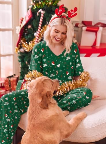 Ekouaer Pajama Sets Womens 2 Piece Short Sleeve Long Pants Pjs Lounge Set - Image 3