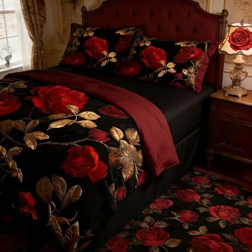 CCoutueChen Vintage Floral King Size Bed in A Bag for Girls, 7Pcs by CCoutueChen