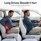 Car Seat Cushion with Lumbar Support Pillow - Memory Foam Driver Seat Cushion for Back & Sciatica Pain Relief, Washable Cover, Non-Slip Bottom for Long Driving (Grey) - Image 3