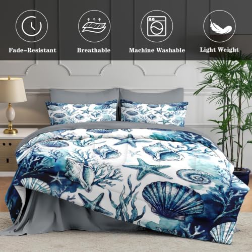 WeCozy Twin Comforter Set with Sheets, 5 Pieces Coastal Ocean Bedding - Image 5