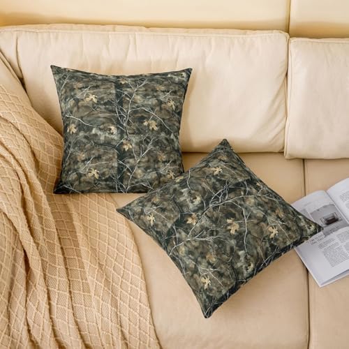 Erosebridal Camo Throw Pillow Covers 24x24 Set of 2 Western Farmhouse Rustic Lodge Cushion Cover Country Hunting Camouflage Throw Pillow Case for Bed Couch Sofa Camo Tree Leaves Home Decor - Image 3