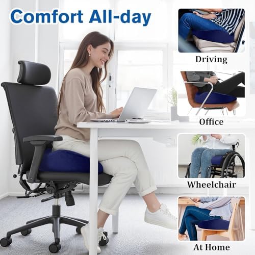 CushyOasis Seat Cushion, Office Chair Cushions, 5.28 in Thick (Blue) - Image 6