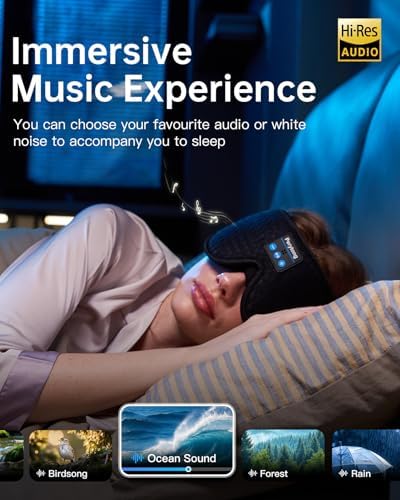 Perytong Sleep Mask and Sleeping Headphones, Finally a Combo that Lets You Sleep on Your Side Without Ear Pain - 14+ Hour Bluetooth, Wireless Headphones for Side Sleepers, Travel, ASMR, Meditation - Image 6