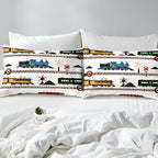 Erosebridal Kids Bedding Set Retro Vintage Train Fitted Sheet, Cute Vehicle Printed Colorful Train Bed Sheets for Boys Girls Adults Teens Bedroom Decor All Season Twin 2 Pieces, No Top Sheet - Image 4
