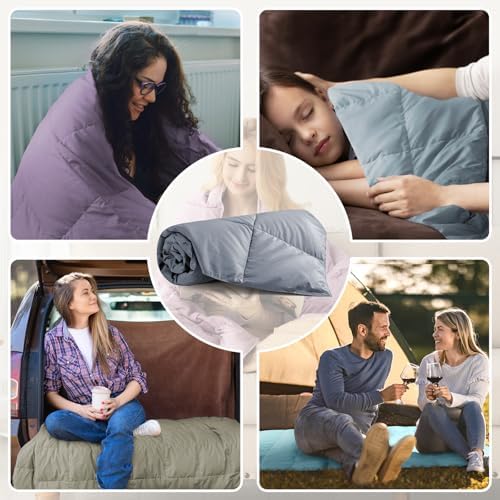 Peace nest Down Throw Blankets for Couch 50x70 Down Blanket for Indoor and Outdoor Throw Blanket use Soft Lightweight Throw Blanket Alloy Gray - Image 6