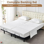ARlinen 5PC Split King Sheets for Adjustable Bed, 15-Inch Deep, White - Image 3